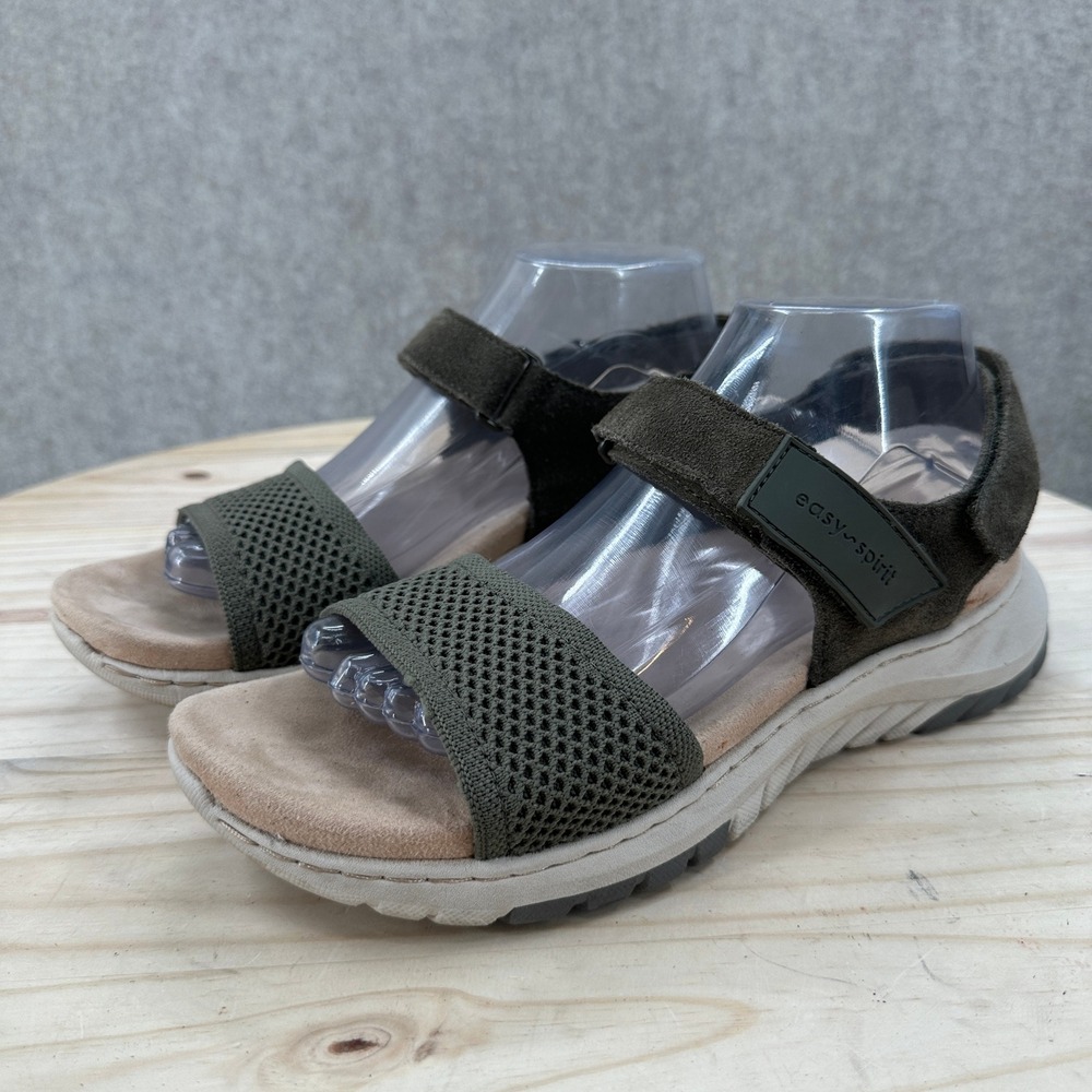 Easy Spirit Sway Sesway Sandals 9 Olive Green Mesh Suede SESWAY Comfort Walking